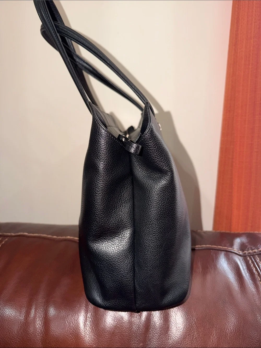 ‼️Longchamp Le Foulonne Black Leather Shoulder Bag